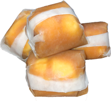 A close-up image of 4 hand-wrapped Puffamels